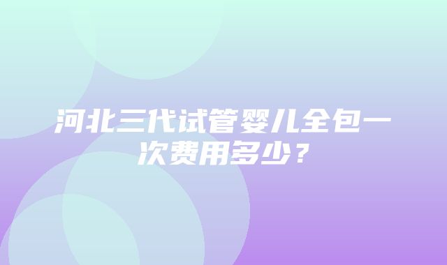 河北三代试管婴儿全包一次费用多少？