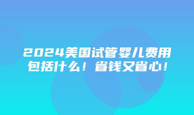 2024美国试管婴儿费用包括什么！省钱又省心！