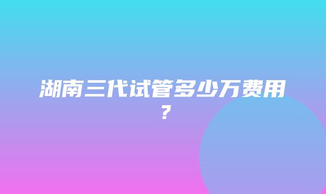 湖南三代试管多少万费用？