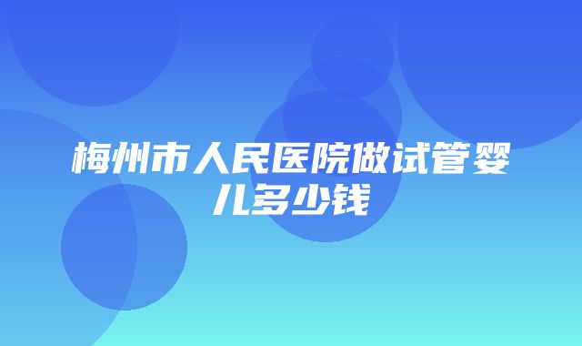 梅州市人民医院做试管婴儿多少钱