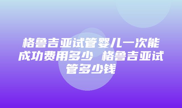 格鲁吉亚试管婴儿一次能成功费用多少 格鲁吉亚试管多少钱