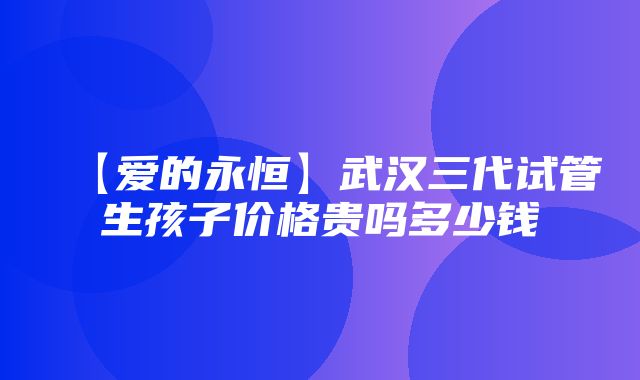 【爱的永恒】武汉三代试管生孩子价格贵吗多少钱