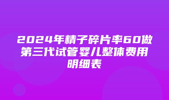 2024年精子碎片率60做第三代试管婴儿整体费用明细表