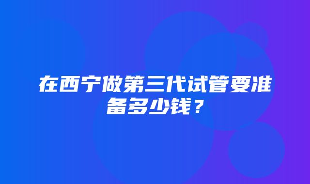 在西宁做第三代试管要准备多少钱？