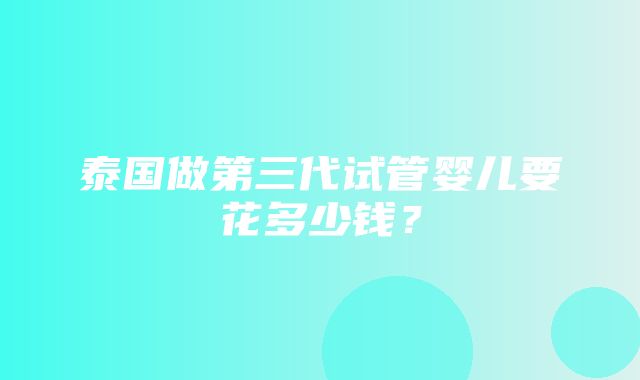 泰国做第三代试管婴儿要花多少钱？