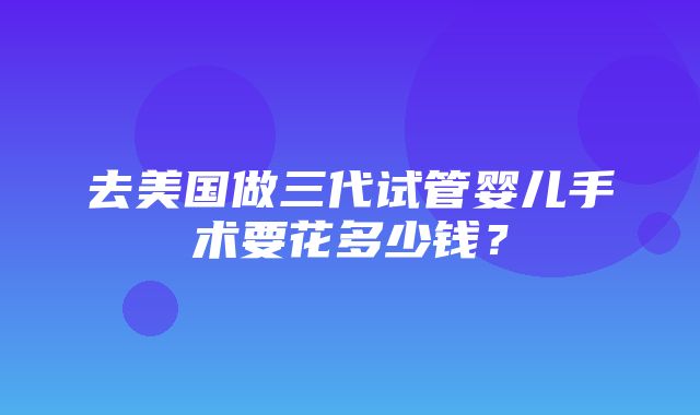 去美国做三代试管婴儿手术要花多少钱？