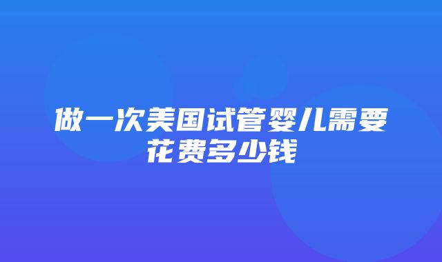 做一次美国试管婴儿需要花费多少钱