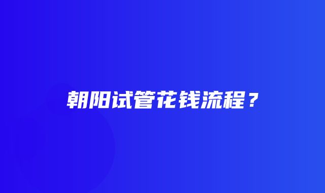 朝阳试管花钱流程？