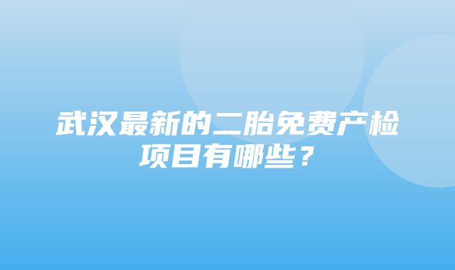 武汉最新的二胎免费产检项目有哪些？