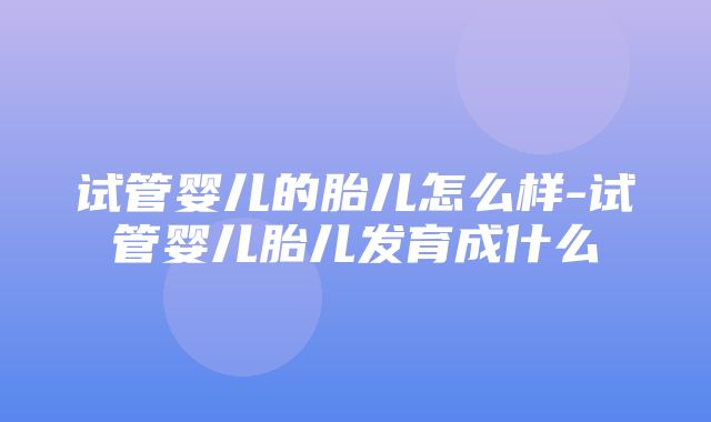 试管婴儿的胎儿怎么样-试管婴儿胎儿发育成什么