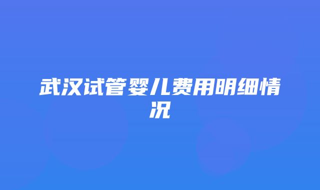 武汉试管婴儿费用明细情况