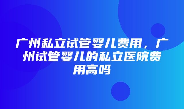 广州私立试管婴儿费用，广州试管婴儿的私立医院费用高吗