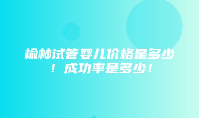 榆林试管婴儿价格是多少！成功率是多少！