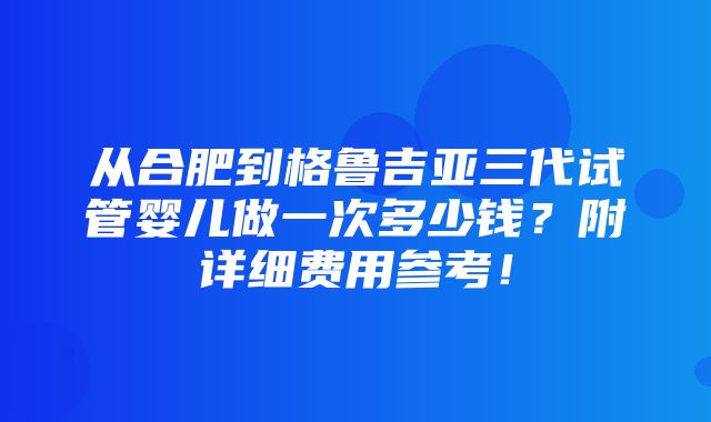 从合肥到格鲁吉亚三代试管婴儿做一次多少钱？附详细费用参考！