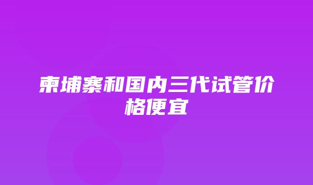 柬埔寨和国内三代试管价格便宜