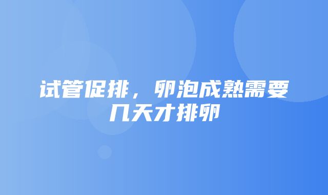 试管促排，卵泡成熟需要几天才排卵