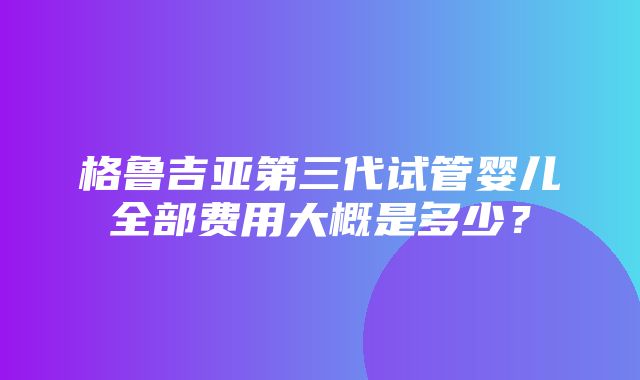 格鲁吉亚第三代试管婴儿全部费用大概是多少？