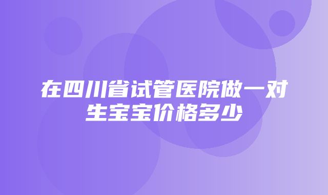 在四川省试管医院做一对生宝宝价格多少