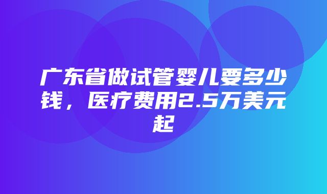 广东省做试管婴儿要多少钱，医疗费用2.5万美元起