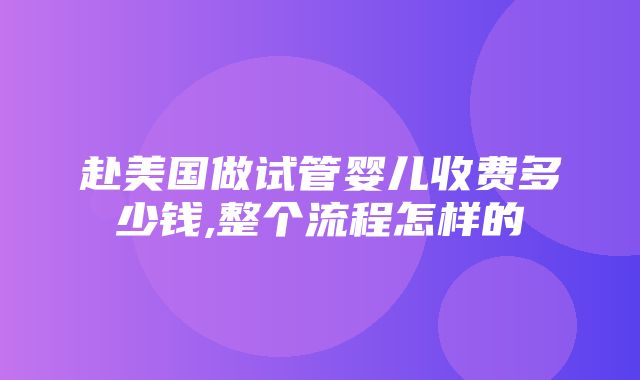 赴美国做试管婴儿收费多少钱,整个流程怎样的