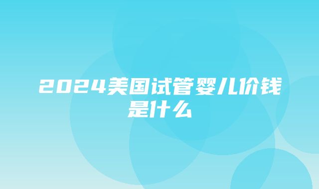 2024美国试管婴儿价钱是什么