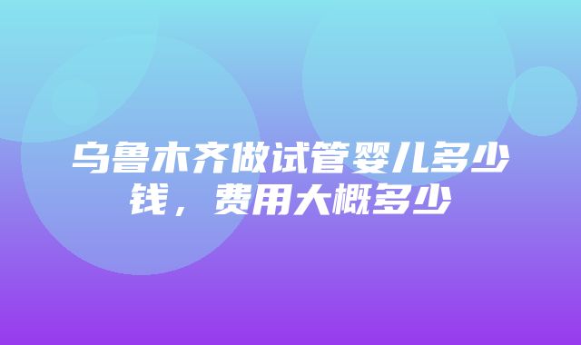 乌鲁木齐做试管婴儿多少钱，费用大概多少