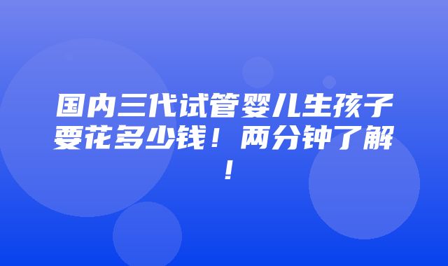 国内三代试管婴儿生孩子要花多少钱！两分钟了解！