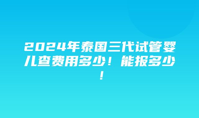 2024年泰国三代试管婴儿查费用多少！能报多少！