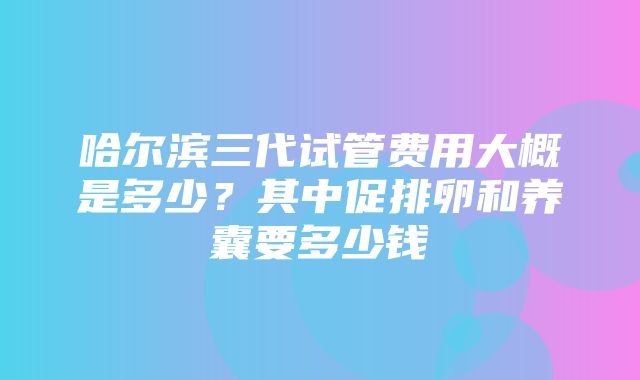 哈尔滨三代试管费用大概是多少？其中促排卵和养囊要多少钱