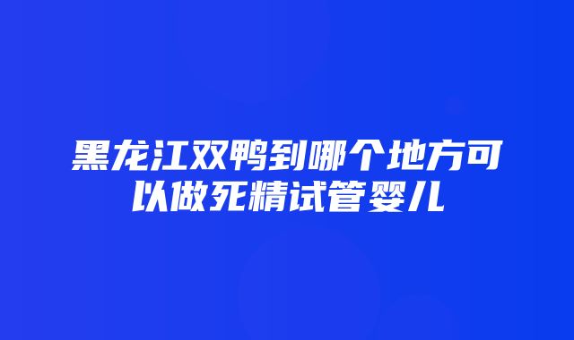 黑龙江双鸭到哪个地方可以做死精试管婴儿