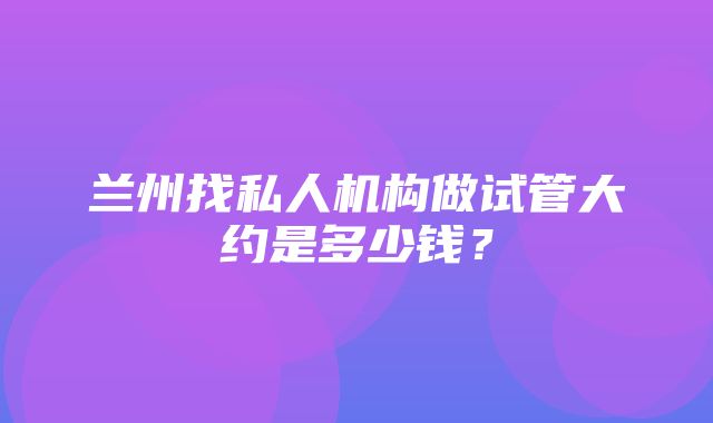 兰州找私人机构做试管大约是多少钱？