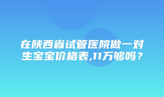 在陕西省试管医院做一对生宝宝价格表,11万够吗？