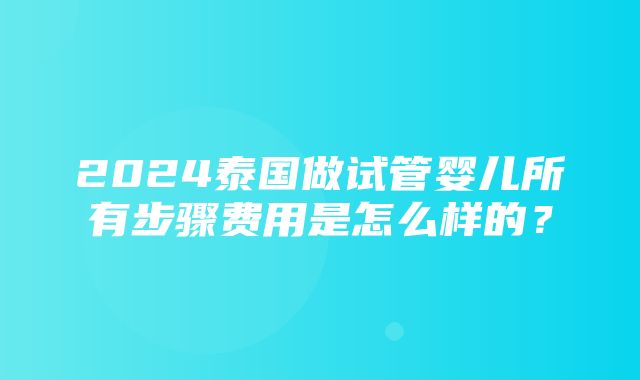 2024泰国做试管婴儿所有步骤费用是怎么样的？