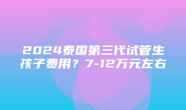 2024泰国第三代试管生孩子费用？7-12万元左右