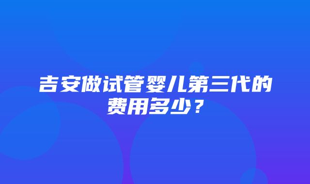 吉安做试管婴儿第三代的费用多少？