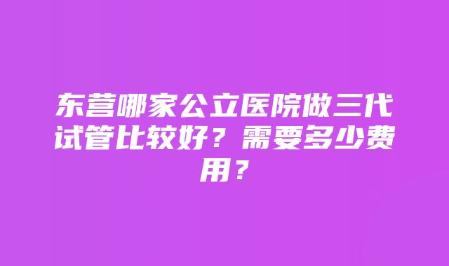 东营哪家公立医院做三代试管比较好？需要多少费用？