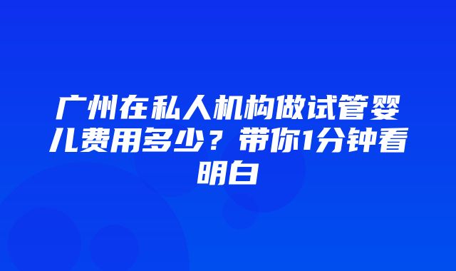 广州在私人机构做试管婴儿费用多少？带你1分钟看明白