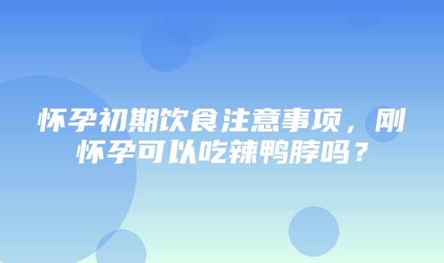 怀孕初期饮食注意事项，刚怀孕可以吃辣鸭脖吗？