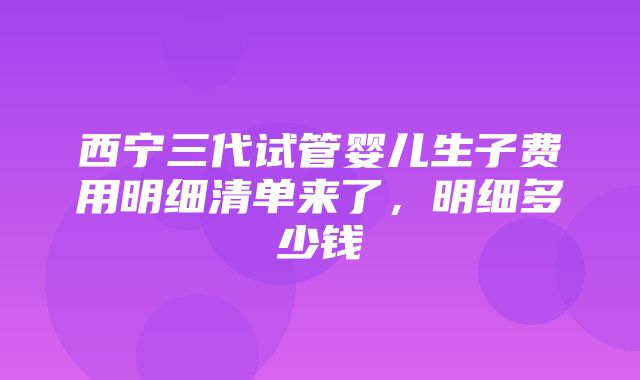 西宁三代试管婴儿生子费用明细清单来了，明细多少钱