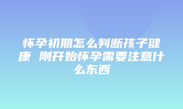 怀孕初期怎么判断孩子健康 刚开始怀孕需要注意什么东西