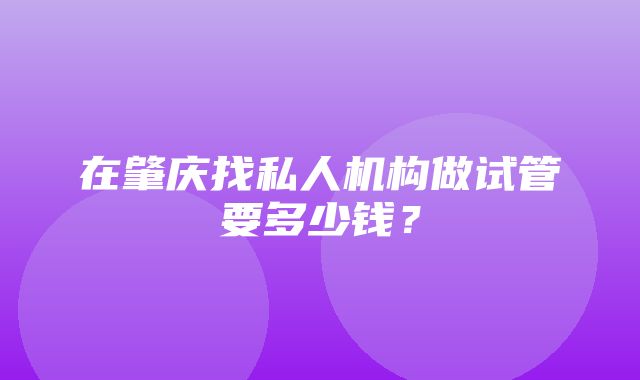 在肇庆找私人机构做试管要多少钱？