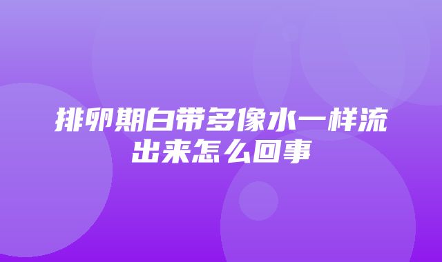 排卵期白带多像水一样流出来怎么回事