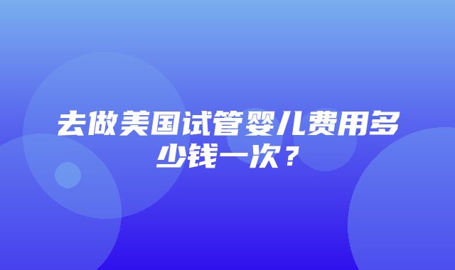 去做美国试管婴儿费用多少钱一次？