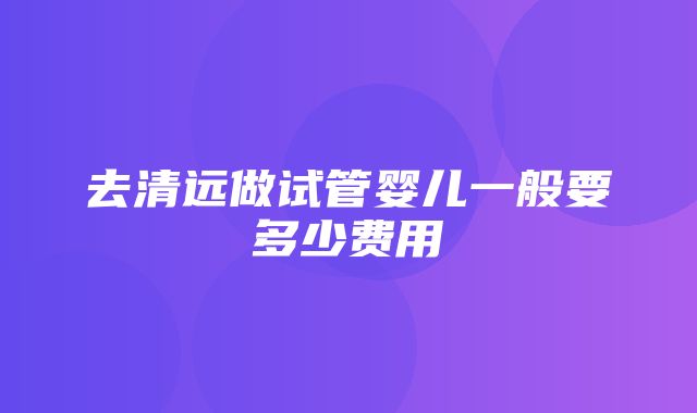 去清远做试管婴儿一般要多少费用