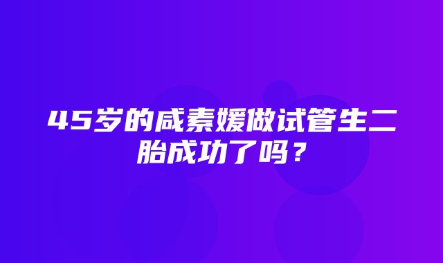 45岁的咸素媛做试管生二胎成功了吗？