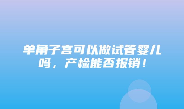 单角子宫可以做试管婴儿吗，产检能否报销！