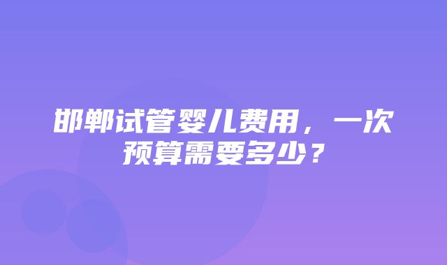 邯郸试管婴儿费用，一次预算需要多少？