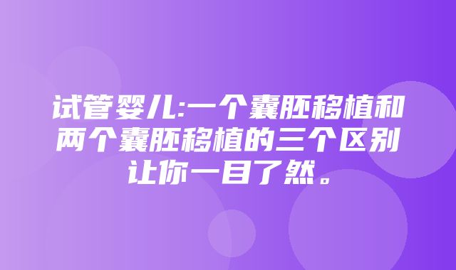 试管婴儿:一个囊胚移植和两个囊胚移植的三个区别让你一目了然。