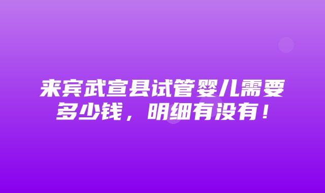 来宾武宣县试管婴儿需要多少钱，明细有没有！