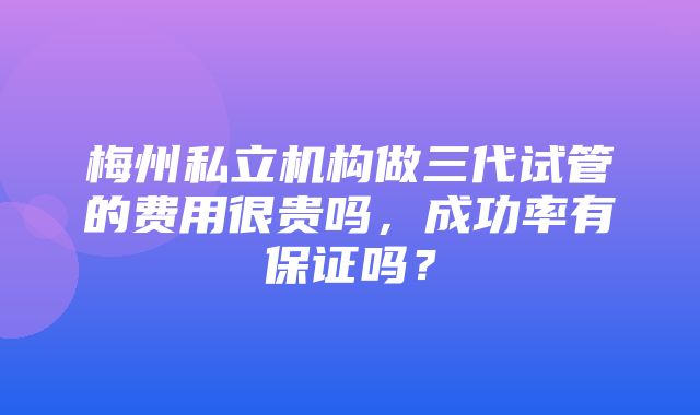 梅州私立机构做三代试管的费用很贵吗，成功率有保证吗？